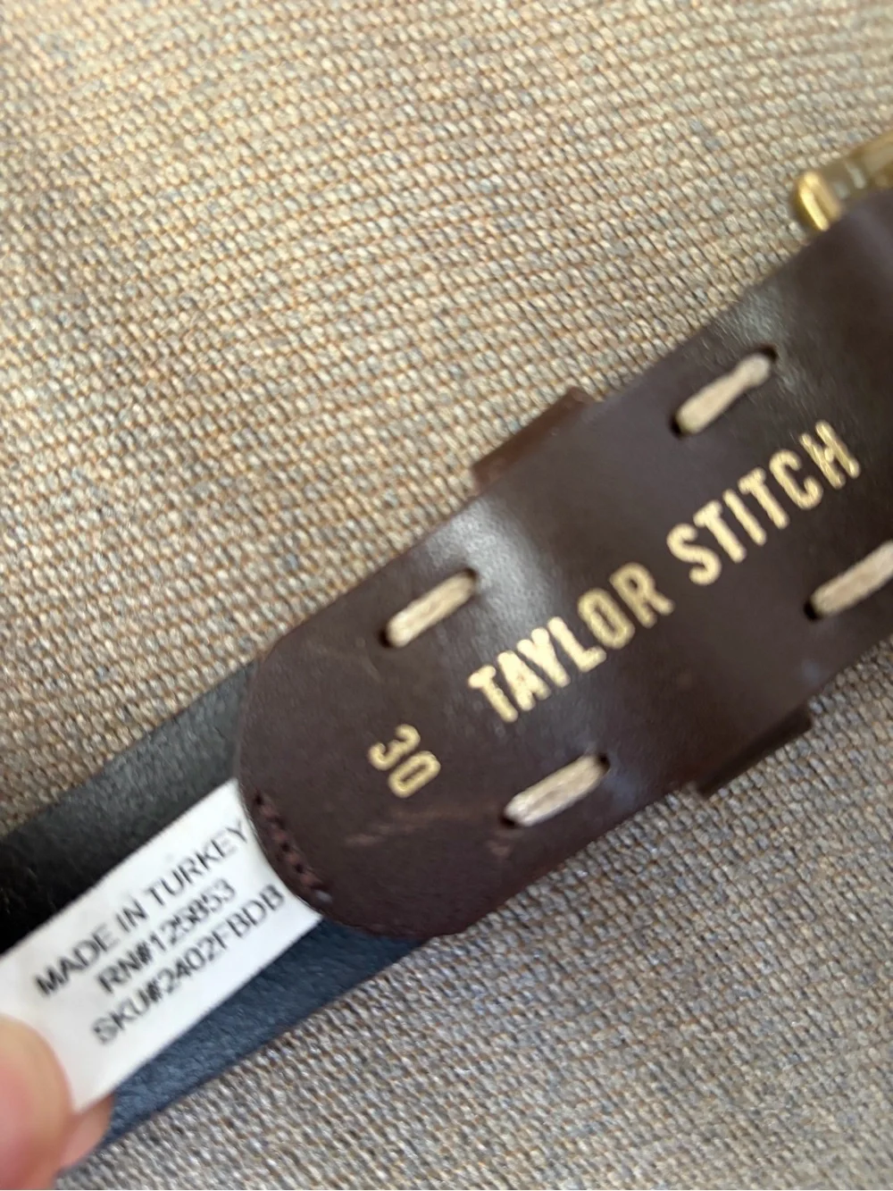 Men's Taylor Stitch Foundation Belt -  Brown Leather Belt with Brass Buckle